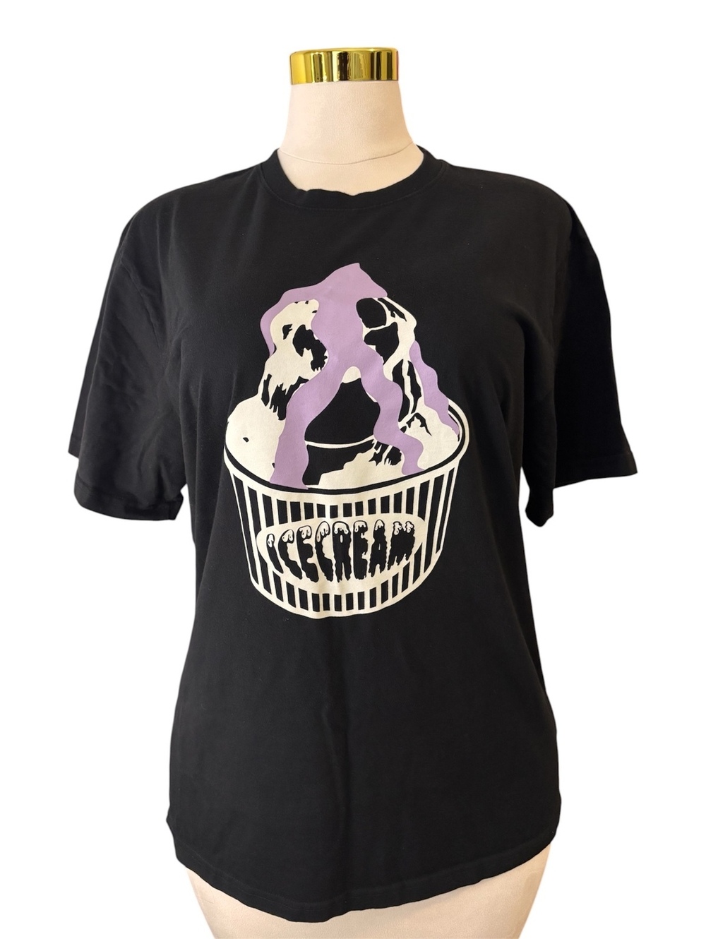 ICECREAM Pharrell Billionaire Large Boys Club Black Graphic T-Shirt Sundae Cup
